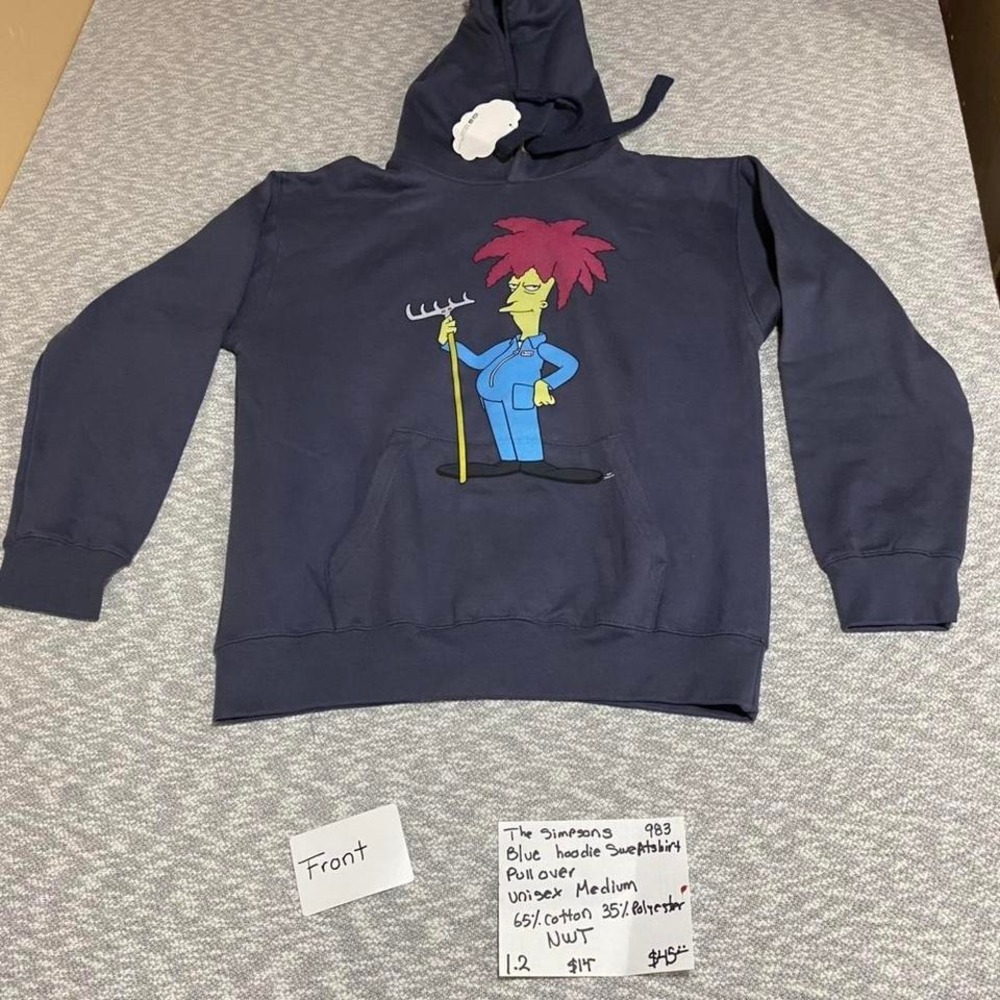 The Simpsons blue hoodie sweatshirt pullover NWT unisex Size M. SKU983#simpsons